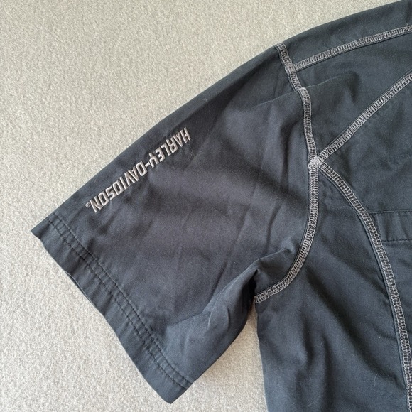 Harley Davidson Shirt Mens S Black Button Down Mechanic Motors Logo Cotton Biker - Picture 6 of 16